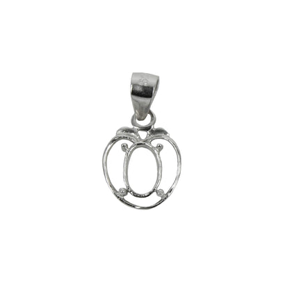 Apple Pendant with Loop and Bail in Sterling Silver 4x6mm