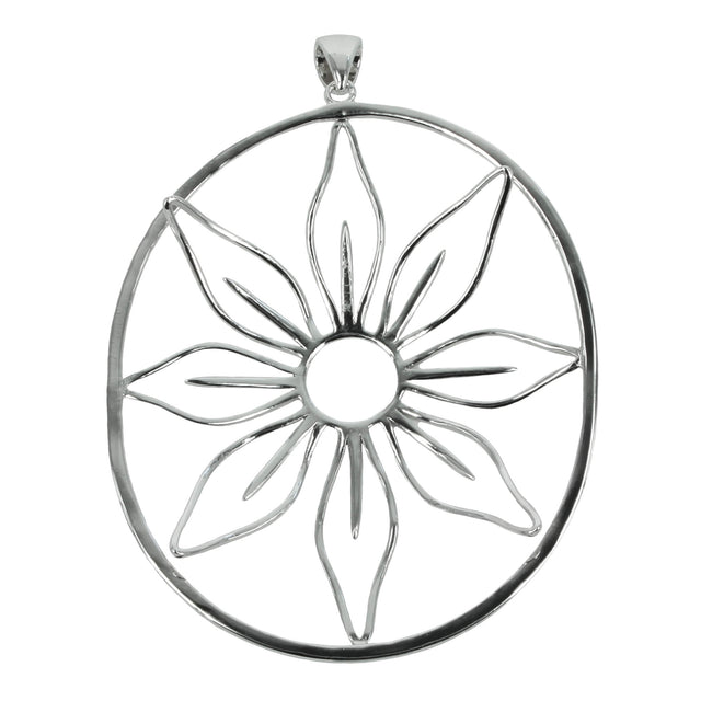 Freeform Flower Pendant Setting with Freeform Prongs Mounting including Bail in Sterling Silver 35x45mm
