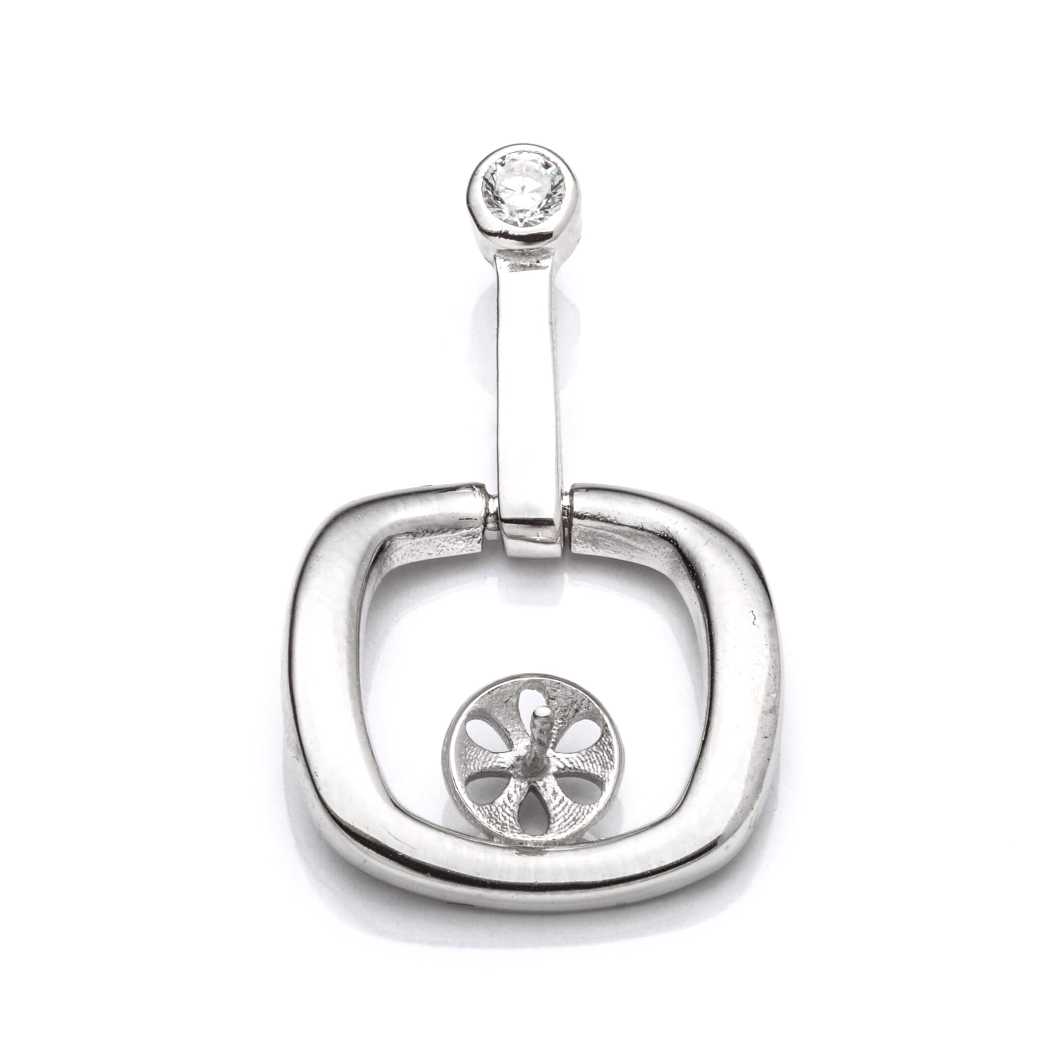 Rectangular Pendant with Cup and Peg Mounting in Sterling Silver 6mm