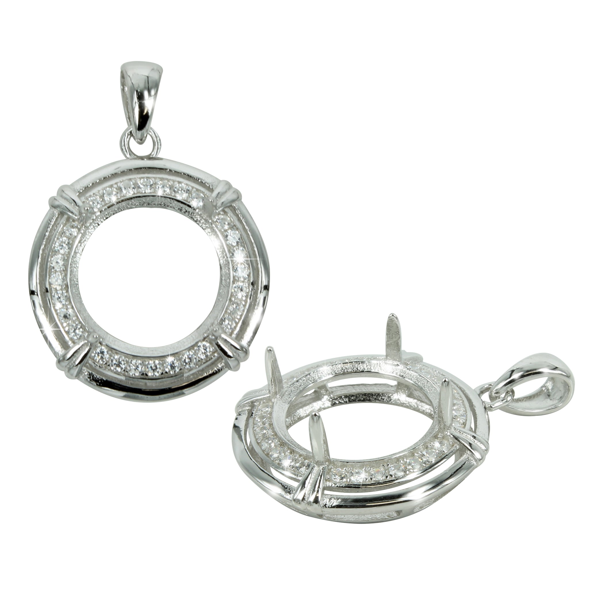 Bound Halo Pendant in Sterling Silver for 12mm Stones