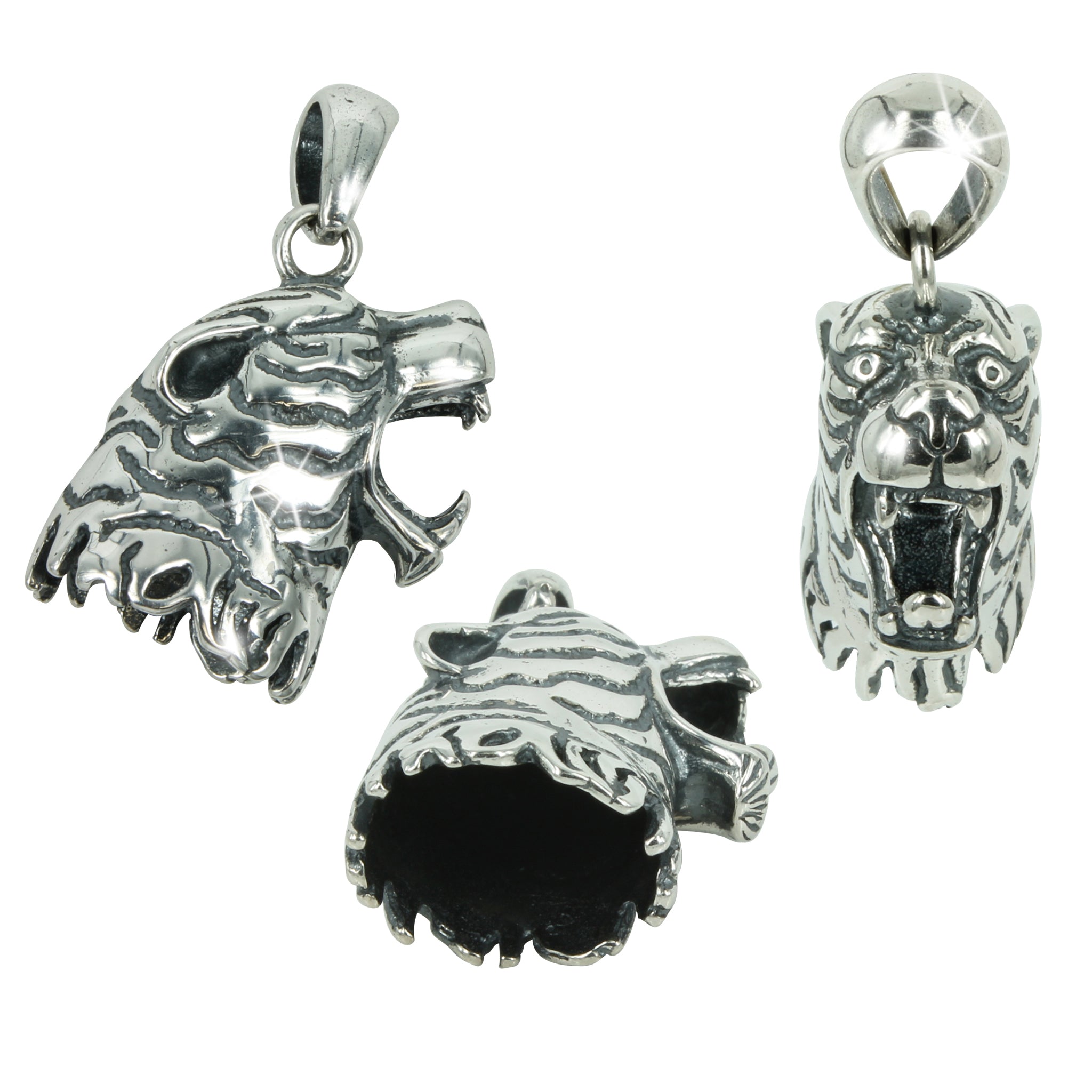 Wolf Head Cap Pendant in Sterling Silver