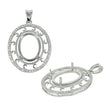 Oval Waves CZ Halo Pendant with Soldered Loop and Bail in Sterling Silver for 12x16mm Stones