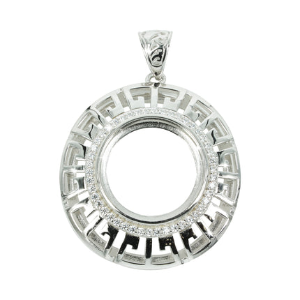 Meandros Halo Border Pendant in Sterling Silver for 20mm Stones