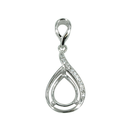 Eternal Flame Pendant in Sterling Silver with CZ's for 8x10mm Pear Stones