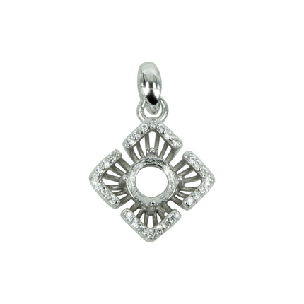 CZ set Chevrons Pendant in Sterling Silver for 5mm Stones