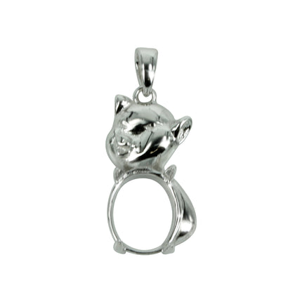 Happy Pig Pendant in Sterling Silver for 8x10mm Stones