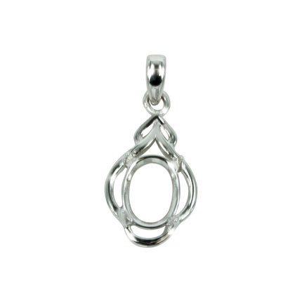 Stacked Wishbones Pendant in Sterling Silver for 6x8 Oval Stones