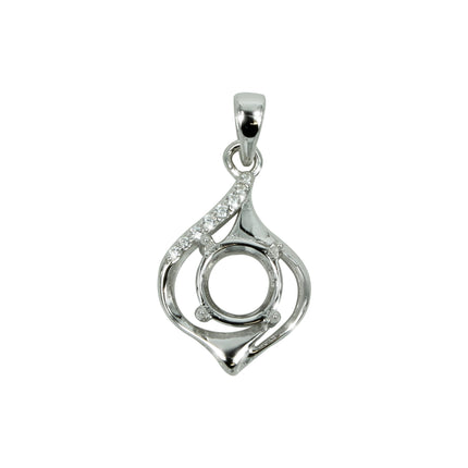 Cyclone Pendant in Sterling Silver with CZ's for 6mm Stones