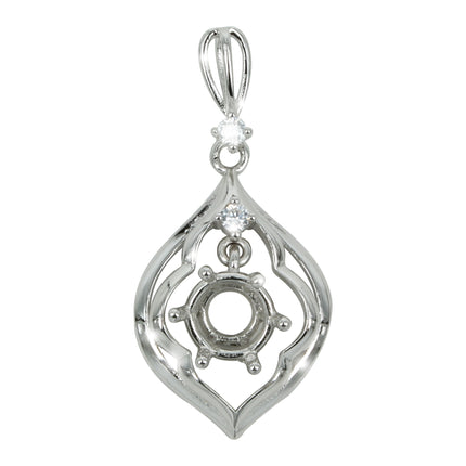 Dangle Setting Pendant in Sterling Silver with CZ's for 6mm Round Stones