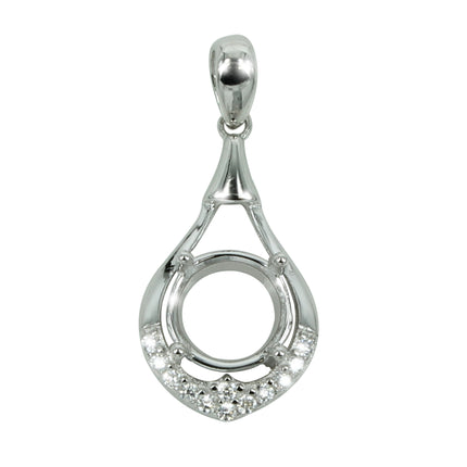 Drop Pendant in Sterling Silver with CZ's for 8mm Stones