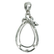 Ribbon Flourish Drop Pendant in Sterling Silver for 10x15mm Pear Stones