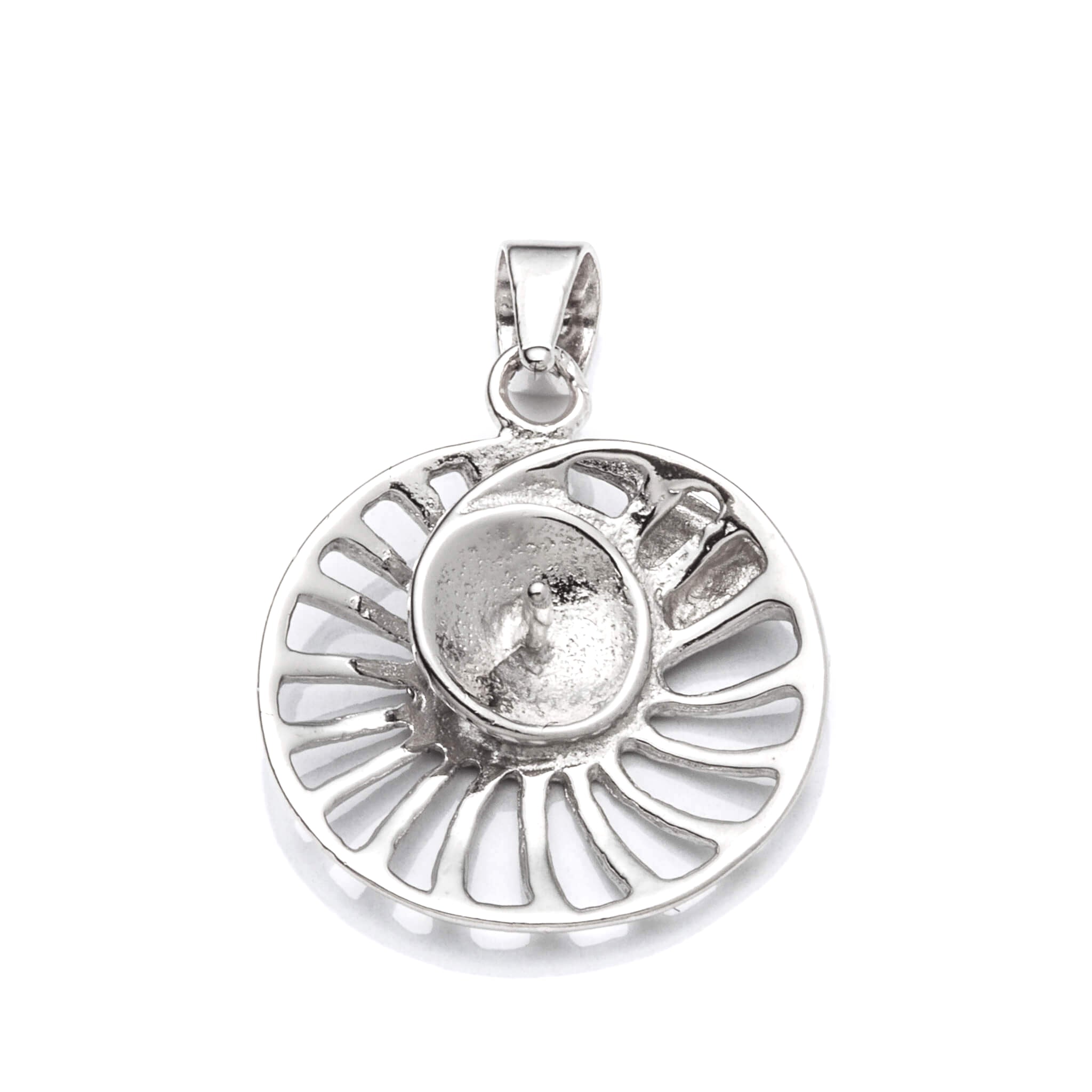 Pendant with Cup and Peg Mounting and Bail in Sterling Silver 6mm