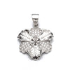 Leaf Pendant with Cubic Zirconia Inlays and Cup and Peg Mounting in Sterling Silver 5mm