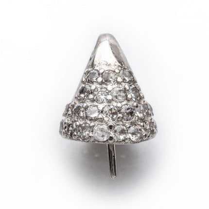 Cone Pendant with Cubic Zirconia Inlays and Peg Mounting in Sterling Silver 5mm