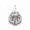 Pear Pendant with Cubic Zirconia Inlays and Cup and Peg Mounting in Sterling Silver 7mm