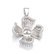 Flower Pendant with Cubic Zirconia Inlays and Cup and Peg Mounting and Bail in Sterling Silver 6mm