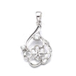 Pendant with Cubic Zirconia Inlays and Cup and Peg Mounting and Bail in Sterling Silver 6mm