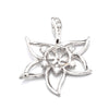 Star Pendant with Cubic Zirconia Inlays and Cup and Peg Mounting and Bail in Sterling Silver 8mm