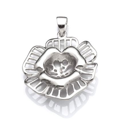 Floral Pendant with Cup and Peg Mounting and Bail in Sterling Silver 9mm