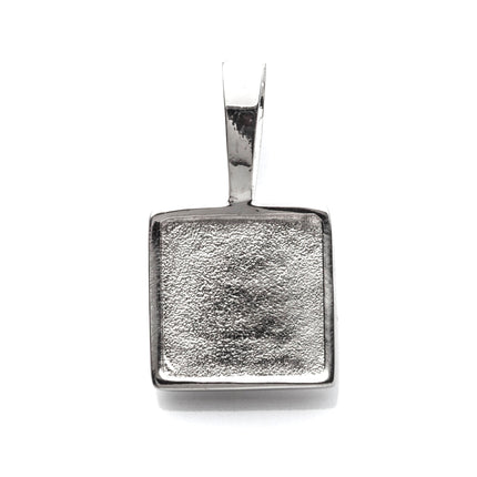 Rectangular Pendant Setting with Square Bezel Mounting including Bail in Sterling Silver 12x12mm