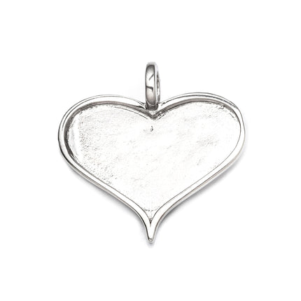 Heart Pendant with Heart Bezel Mounting in Sterling Silver 12x21mm