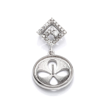 Pendant with Cubic Zirconia Inlays and Cup and Peg Mounting and Bail in Sterling Silver 7mm