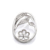 Leaf Pendant with Cubic Zirconia Inlays and Cup and Peg Mounting in Sterling Silver 8mm