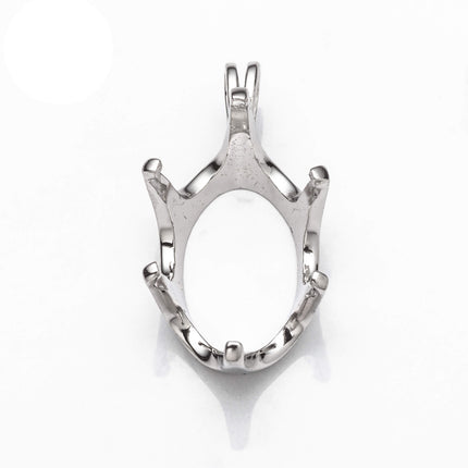 Oval Pendant with Oval Crown Mounting in Sterling Silver
