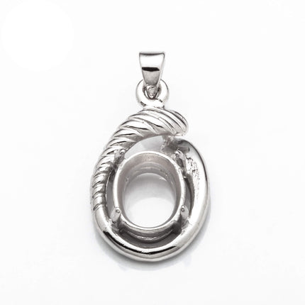 Swirl Pendant with Oval Mounting and Bail in Sterling Silver 7x9mm