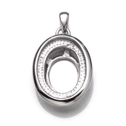 Oval Pendant with Oval Bezel Mounting and Bail in Sterling Silver 12x17mm