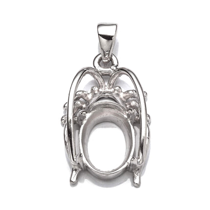 Beetle Pendant with Oval Setting in Sterling Silver 6x8mm
