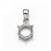 Round Pendant with Round Mounting and Bail in Sterling Silver 7mm