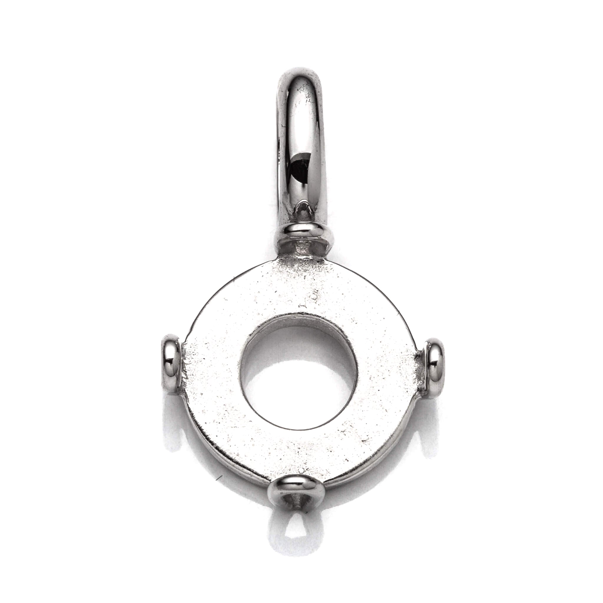 Round Pendant with Flat Back Round Bezel Mounting in Sterling Silver 12mm