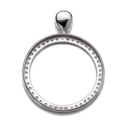 Round Pendant with Round Bezel Mounting and Bail in Sterling Silver 23mm