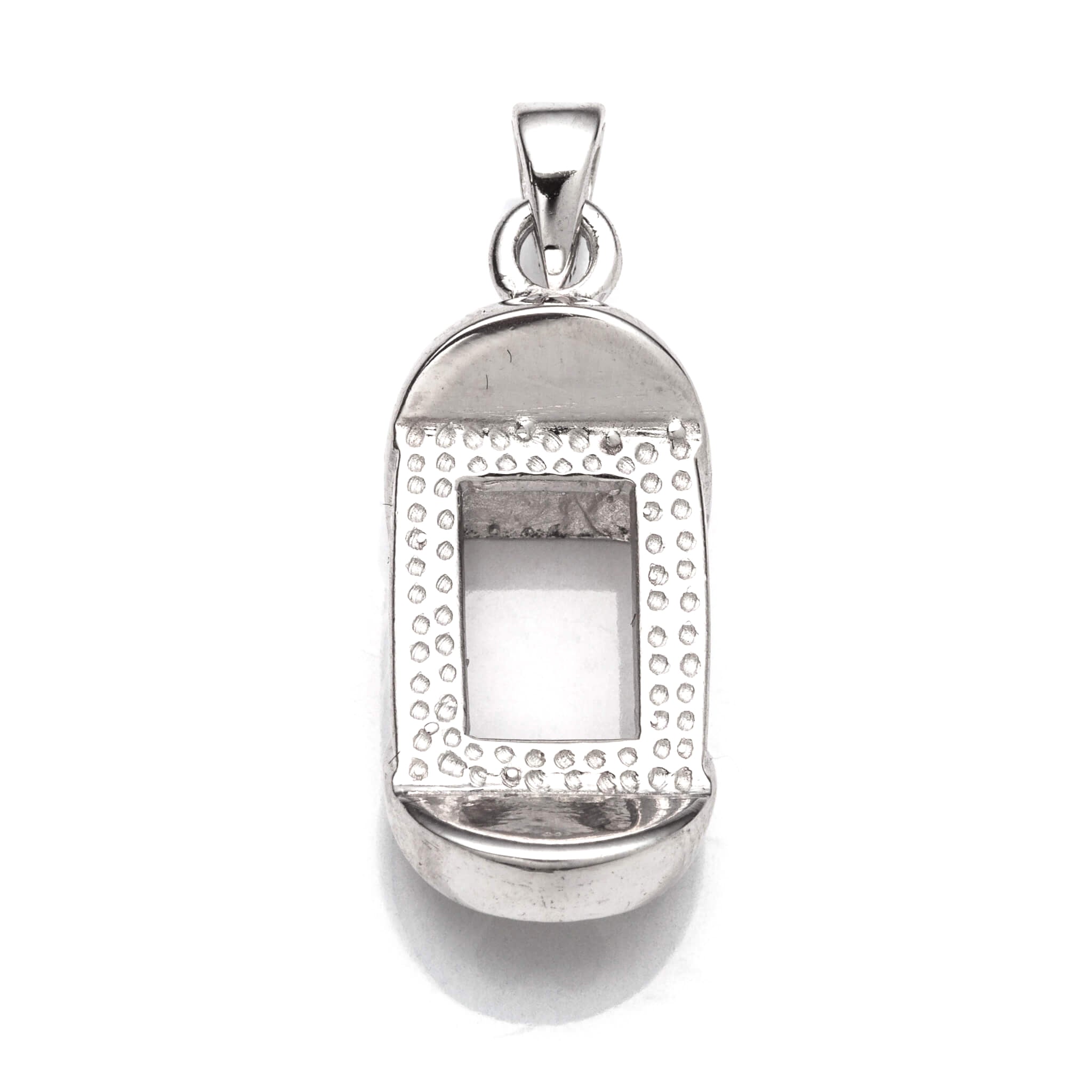 Rectangular Pendant with Rectangular Bezel Mounting and Bail in Sterling Silver 10x17mm