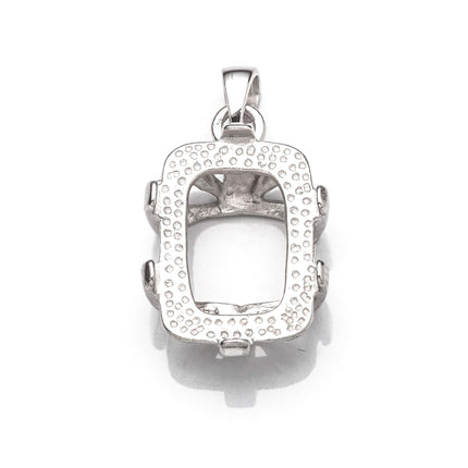 Rectangular Pendant with Rectangular Bezel Mounting and Bail in Sterling Silver 11x15mm