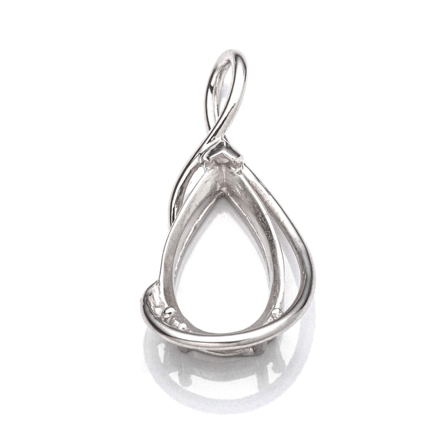 Cross-Over Pear Pendant with Pear Mounting in Sterling Silver 9x14mm