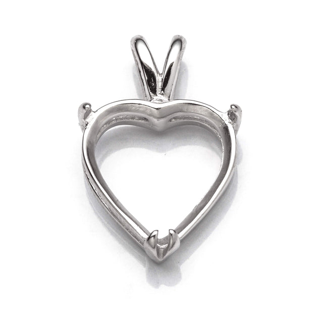 Heart Pendant with Heart Mounting in Sterling Silver 14x12mm