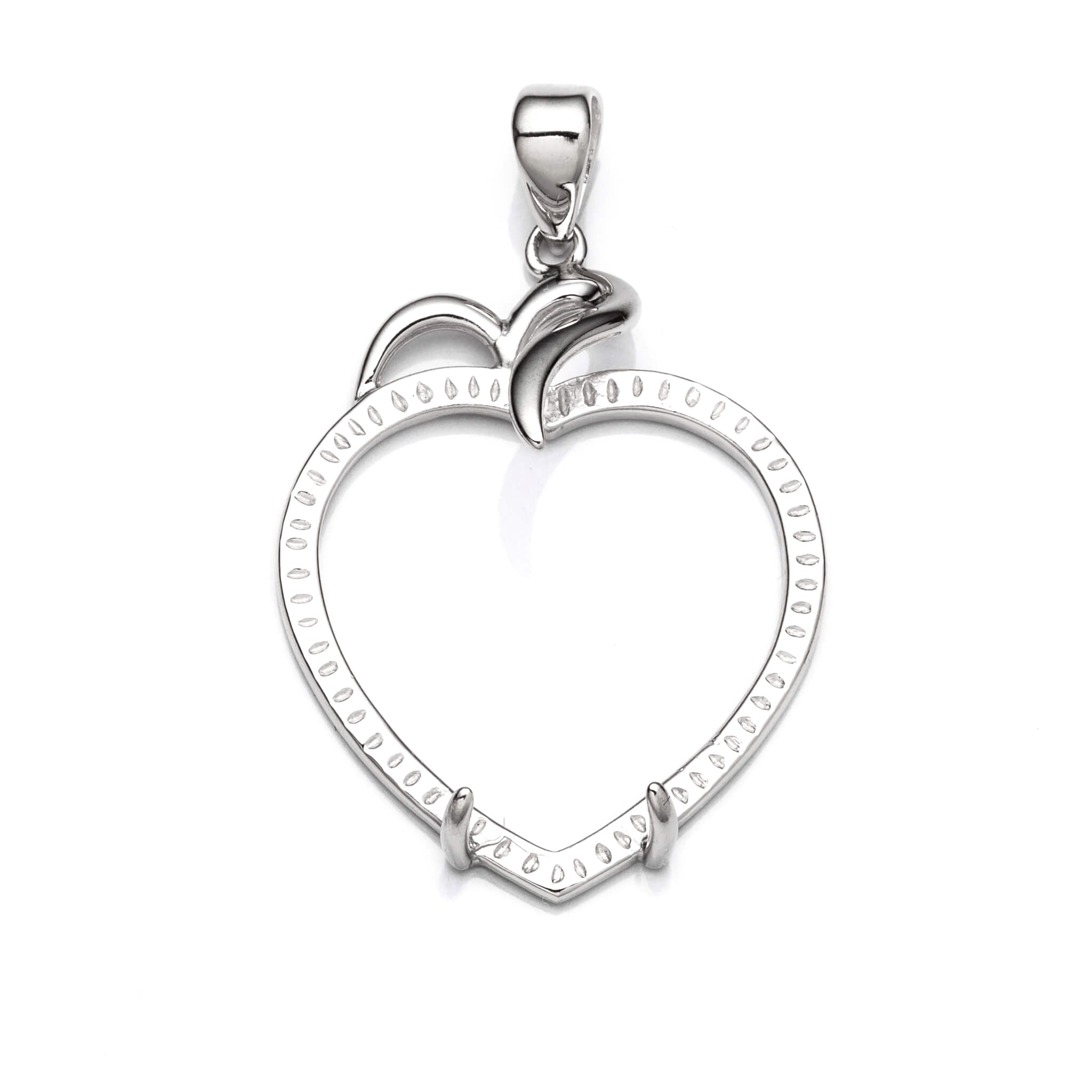 Heart Pendant with Heart Mounting and Bail in Sterling Silver 24x25mm