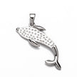 Dolphin Pendant with Dolphin Shape Bezel Mounting and Bail in Sterling Silver 6x18mm