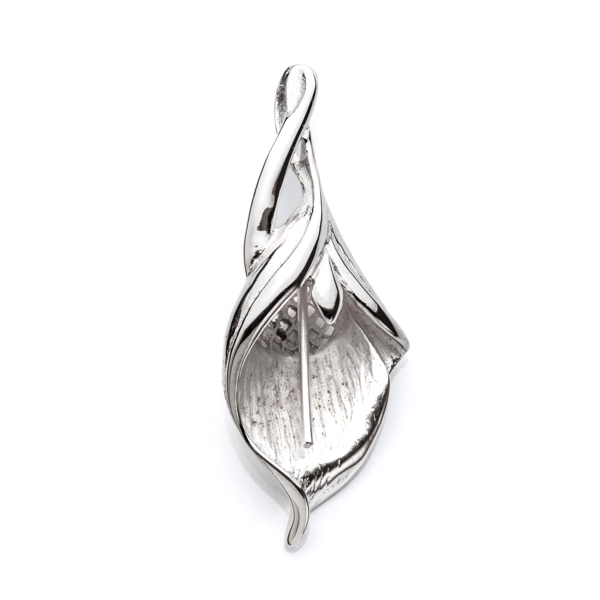 Cala Lily Flower Pendant with Fluted Peg Mounting in Sterling Silver 5mm