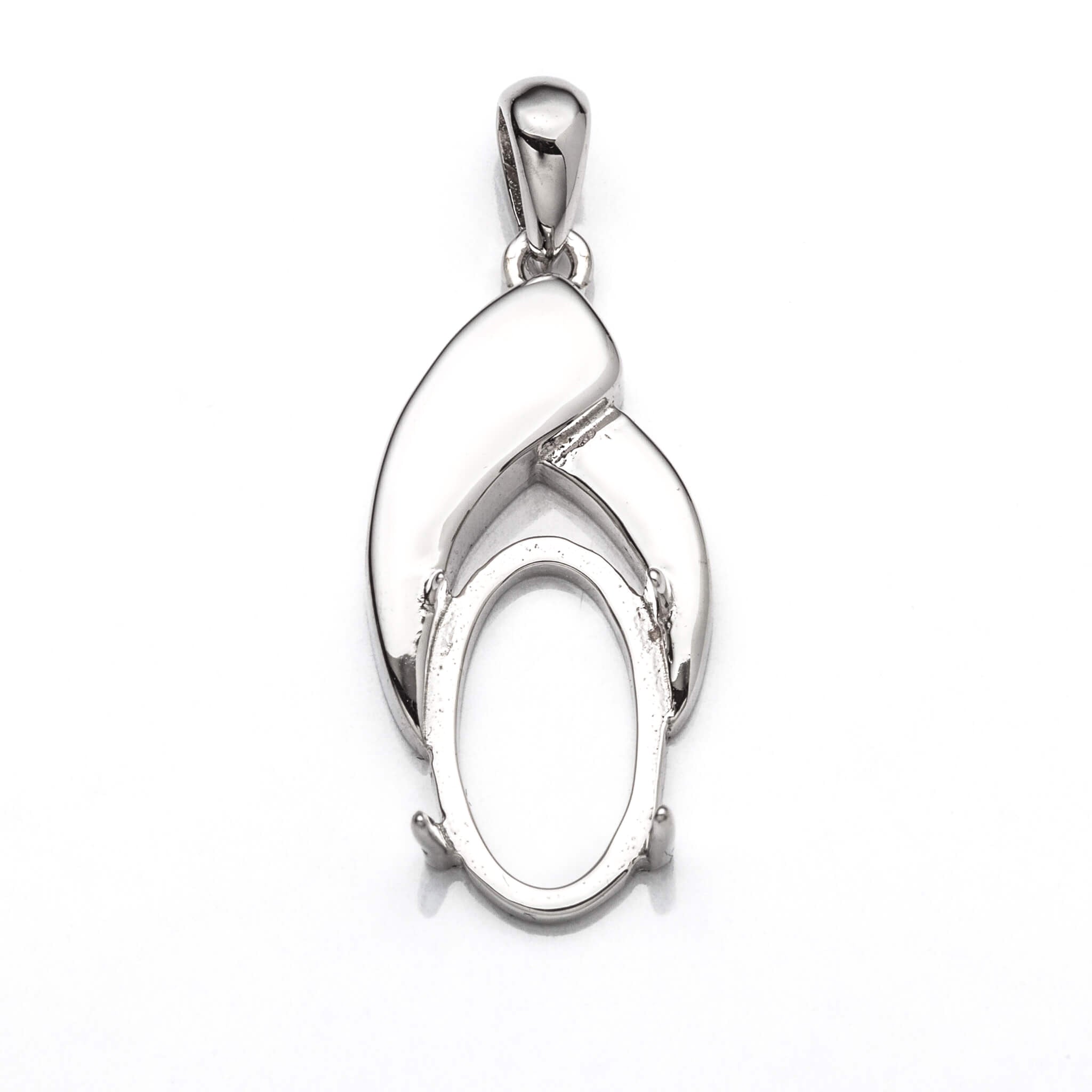Pendant with Oval Mounting and Bail in Sterling Silver 7x11mm