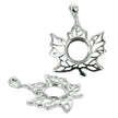 Maple Leaf Pendant with Round Bezel Mounting and Bail in Sterling Silver for 10mm Stones