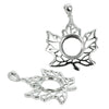 Maple Leaf Pendant with Round Bezel Mounting and Bail in Sterling Silver for 10mm Stones