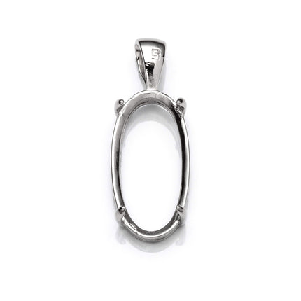 Oval Pendant with Oval Mounting and Bail in Sterling Silver 11x22mm