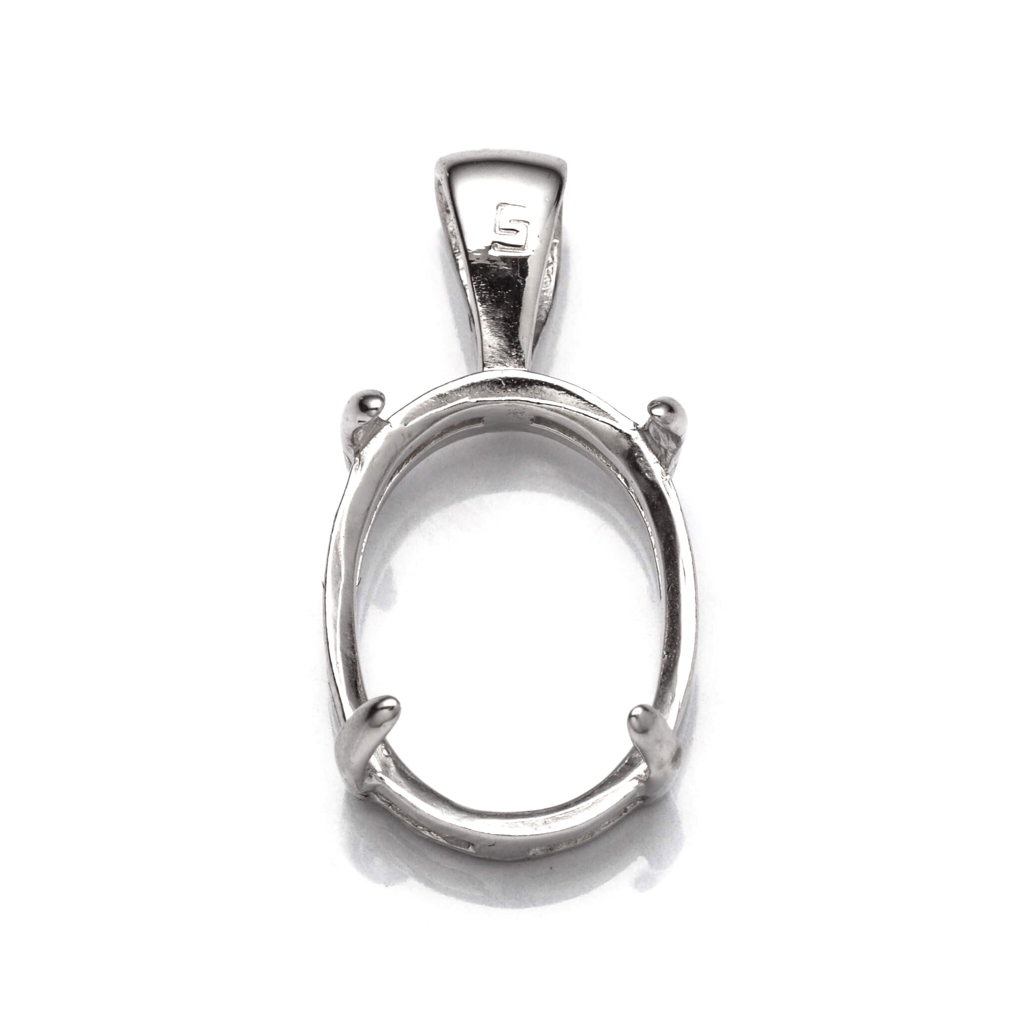 Oval Pendant with Oval Mounting and Bail in Sterling Silver 12x16mm