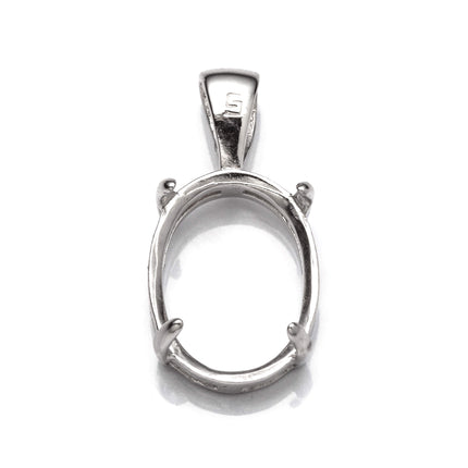 Oval Pendant with Oval Mounting and Bail in Sterling Silver 12x16mm