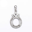 Pendant with Cubic Zirconia Inlays and Oval Mounting and Bail in Sterling Silver 8x10mm