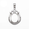 Pendant with Cubic Zirconia Inlays and Oval Mounting and Bail in Sterling Silver11x15mm