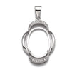 Pendant with Cubic Zirconia Inlays and Oval Mounting and Bail in Sterling Silver 12x16mm